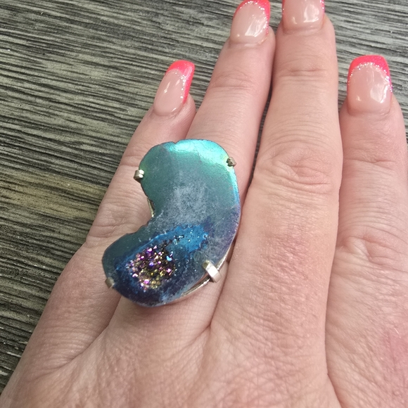 New 925 sterling silver real druzy ringSize 7 - Picture 1 of 5